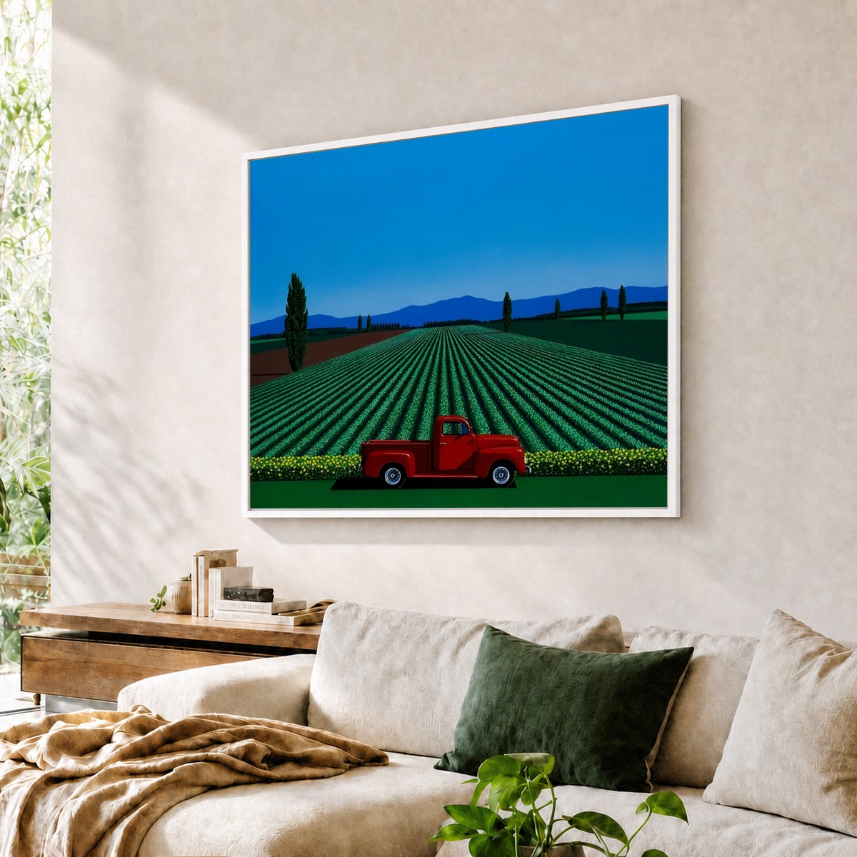 Hiroshi Nagai - Landscape, Red Car Art Print by Fy!