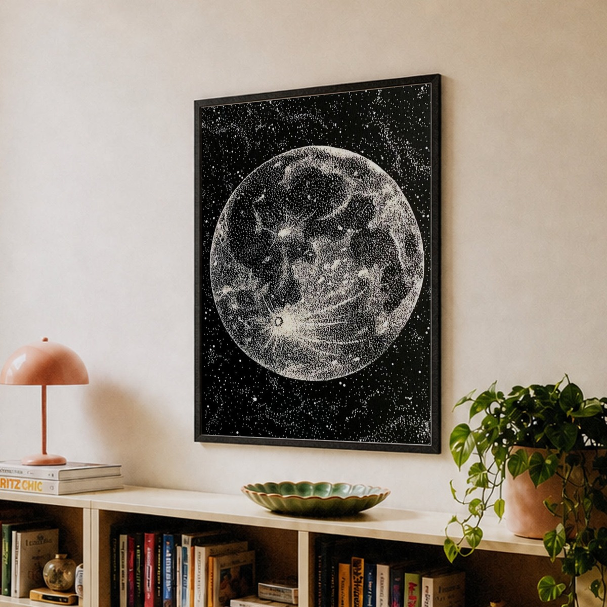 La Luna - Vintage Engraving of The Full Moon - Goddess Pagan