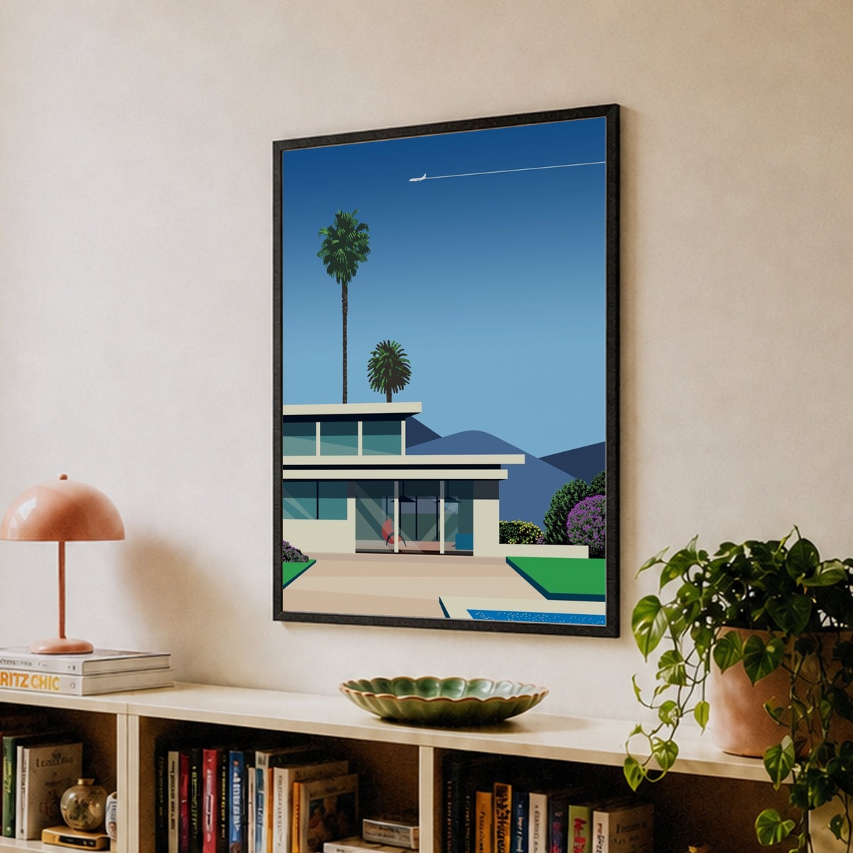 Florida, USA. Villa with pool — City Pop art, retrowave/vaporwave