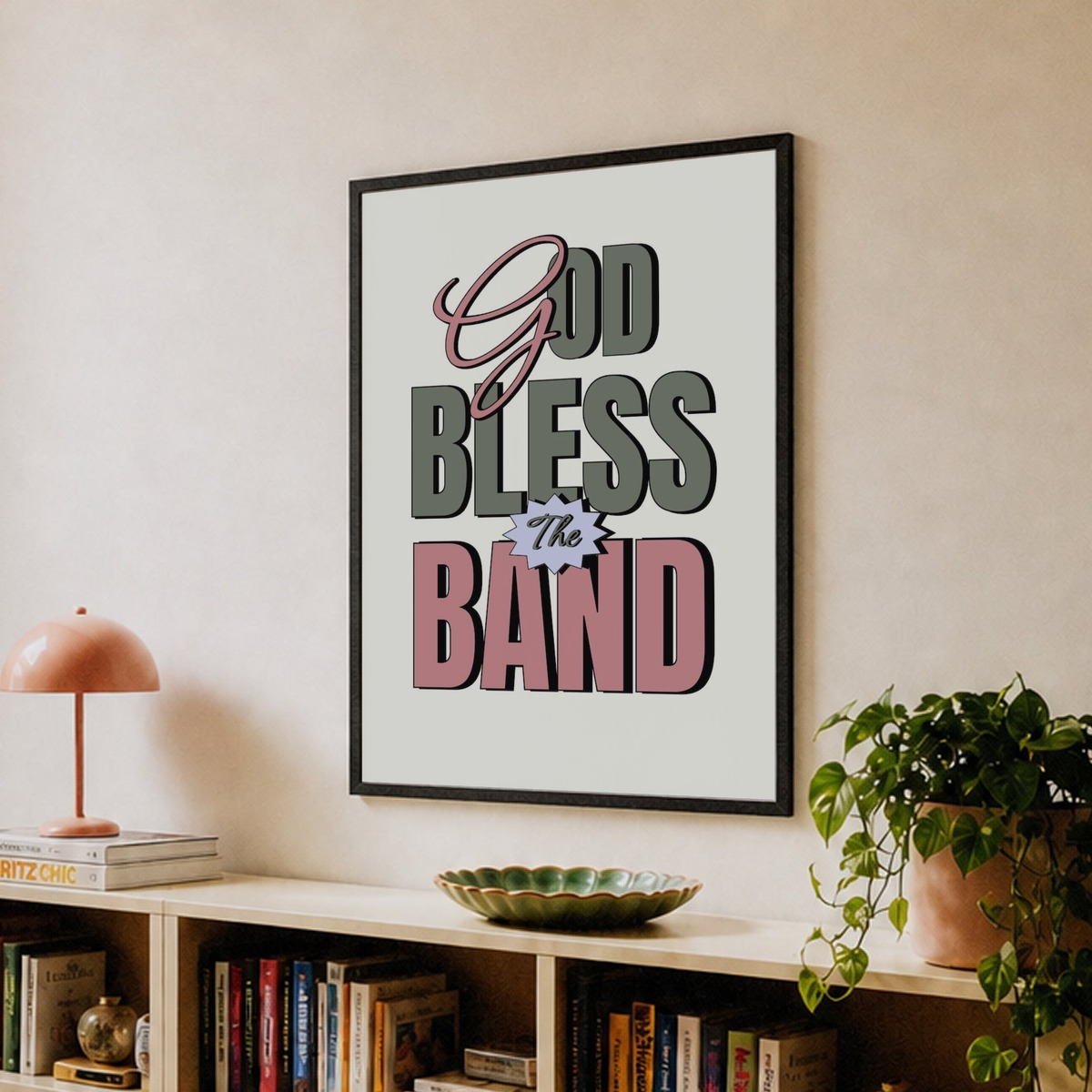 God Bless The Band, The Courteeners Lyric Poster, Pink & Green Not