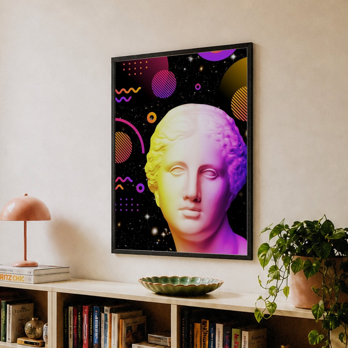 Venus de Milo Vaporwave Print – Neon Greek Statue Art, Retro 80s