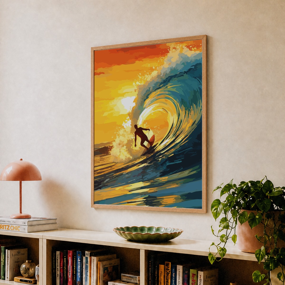 Surfing In A Wave On Seven Mile Beach, Negril Jamaica 1 Art Print