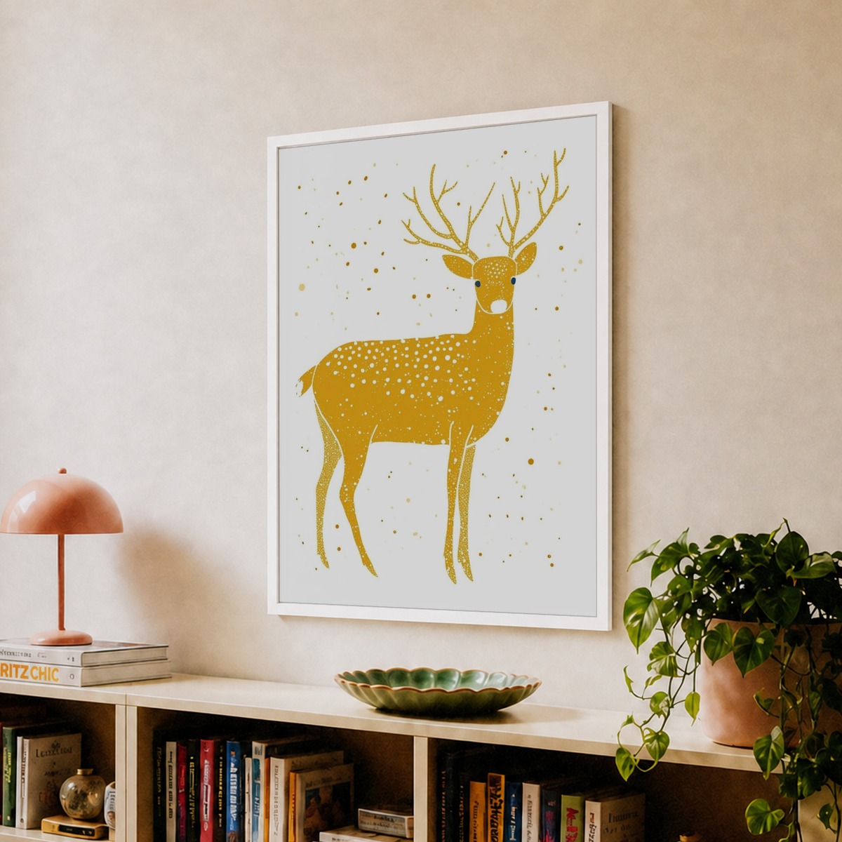 Yellow Reindeer 1 Art Print by Scribble Studio – Fy!