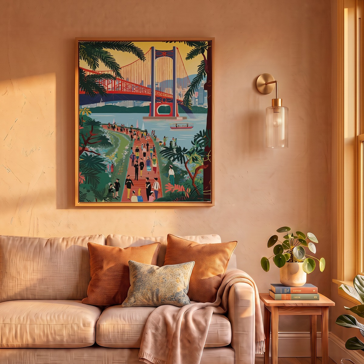 Wuhan Yangtze River Bridge, China, Colourful 4 Art Print by Travel