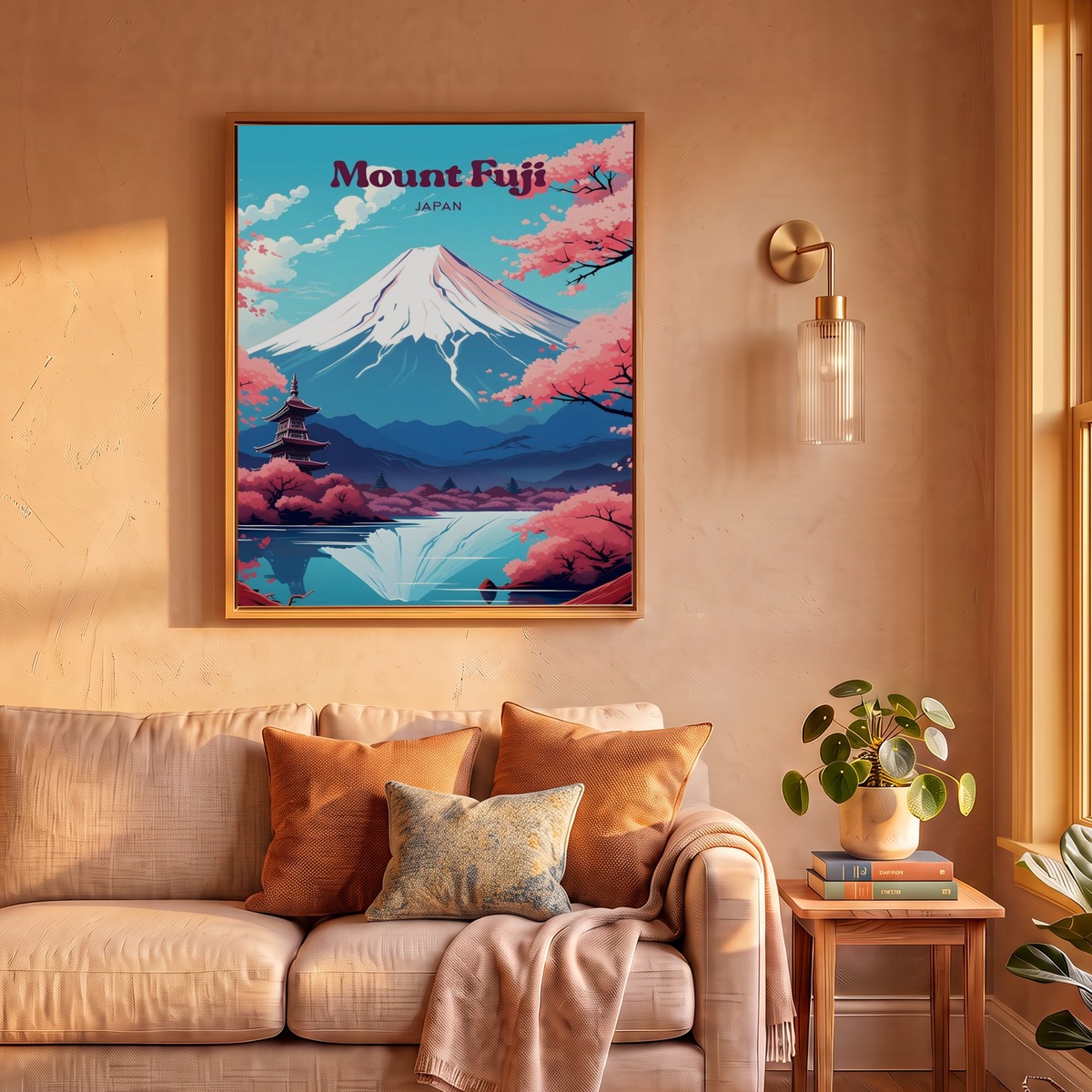 Mount Fuji Japan Spring Travel Art Art Print by Wanderscape Travel