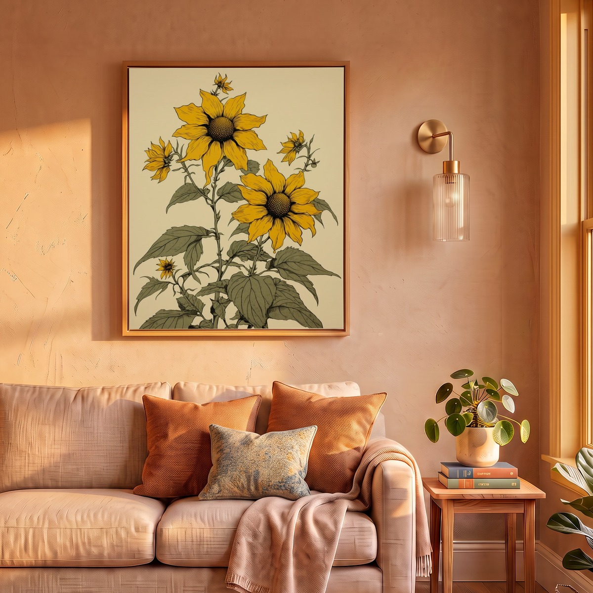 Himawari Sunflower Vintage Japanese Botanical Art Print by Botanic