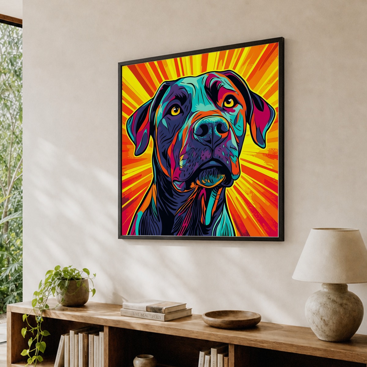 Colorful Dog Vibrant Pop Art Pet Portrait Rottweiler Wall Decor