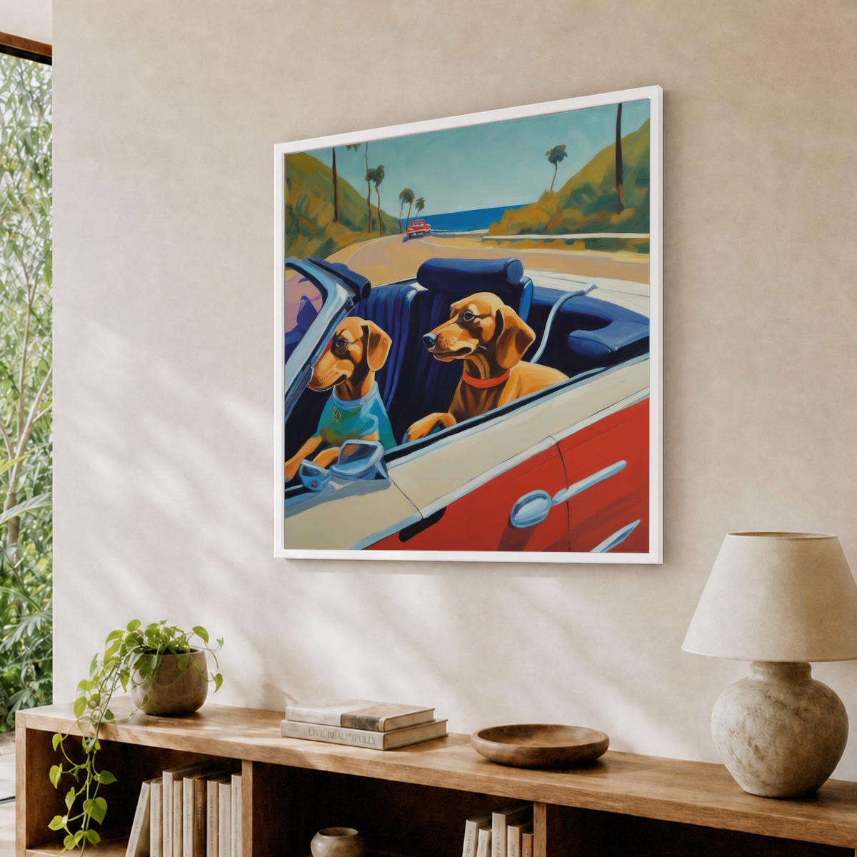 Dachshunds Dogs in Convertible Series. Style of David Hockney 3